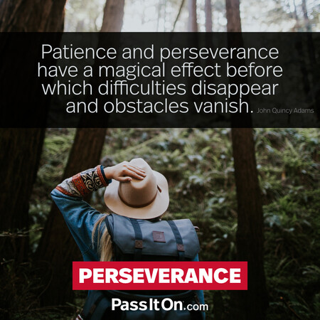 Patience and perseverance have a magical effect before which difficulties disappear and obstacles vanish. #<Author:0x00007f6b2f44e110>
