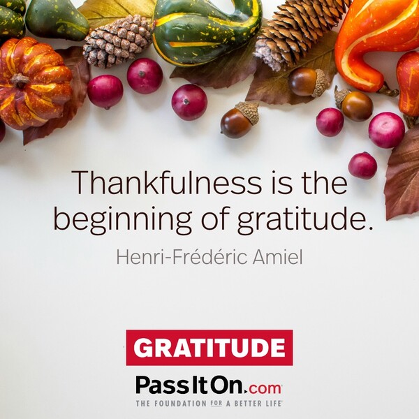 Thankfulness is the beginning of gratitude. #<Author:0x00007f6b2f3ecbe0>