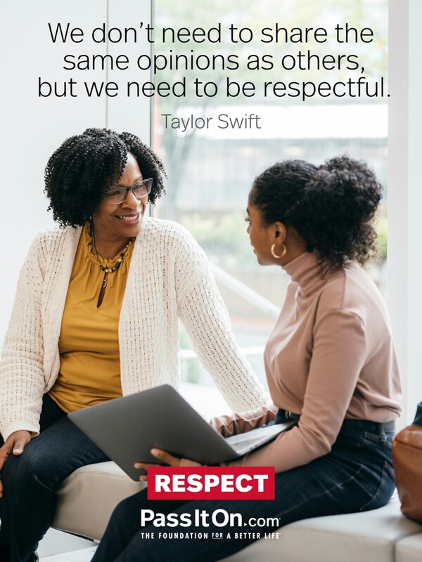 We don't need to share the same opinions as others, but we need to be respectful. #<Author:0x00007f6b2f381a48>