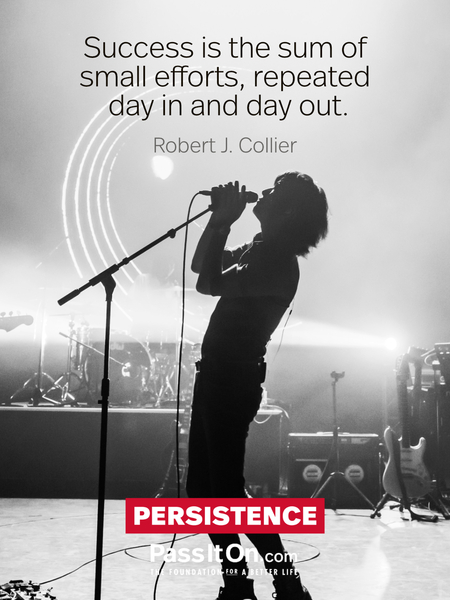 Success is the sum of small efforts, repeated day in and day out. #<Author:0x00007fad6a16a8e0>