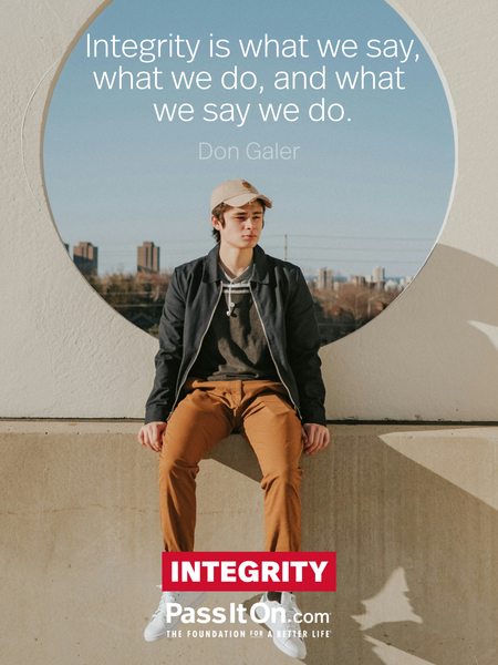 Integrity is what we say, what we do, and what we say we do. #<Author:0x00007f6b2f4408d0>