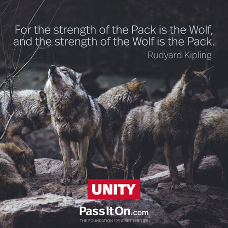 For the strength of the Pack is the Wolf, and the strength of the Wolf is the Pack.  #<Author:0x00007fad6a107a88>