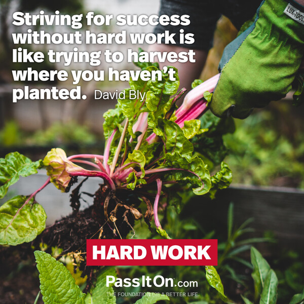 Striving for success without hard work is like trying to harvest where you haven't planted. #<Author:0x00007f6b2f434b20>