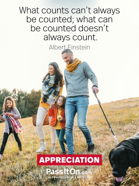 What counts can’t always be counted; what can be counted doesn’t always count. #<Author:0x00007fad6b07bf50>