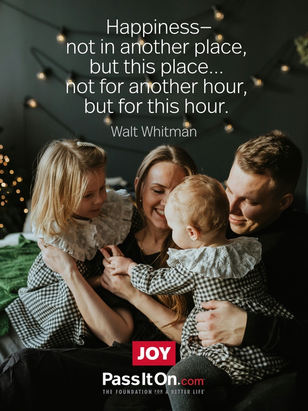 Happiness—not in another place, but this place... not for another hour, but for this hour. #<Author:0x00007f6b2e4b12c0>