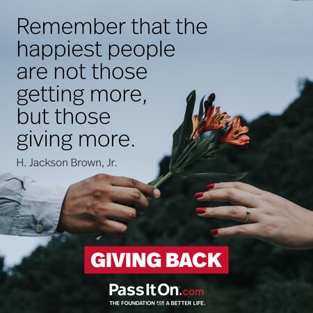 Remember that the happiest people are not those getting more, but those giving more. #<Author:0x00007f6b2f302a90>