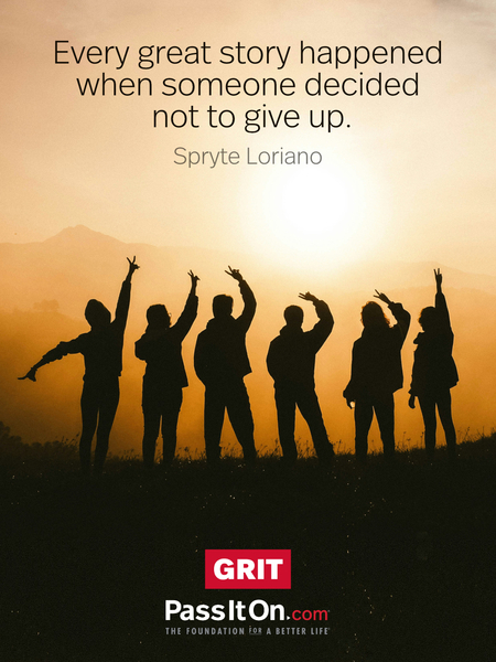 Every great story happened when someone decided not to give up. #<Author:0x00007fad6a0e8700>