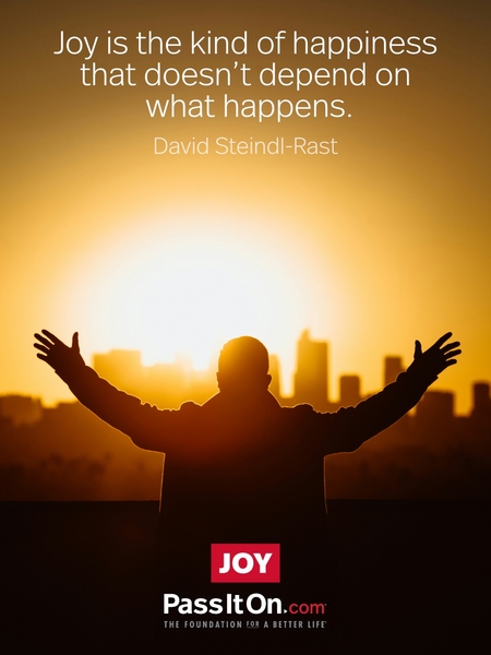 Joy is the kind of happiness that doesn’t depend on what happens. #<Author:0x00007f9990507450>