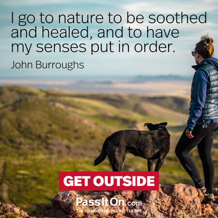 I go to nature to be soothed and healed, and to have my senses put in order. #<Author:0x00007f6b2f3aec50>