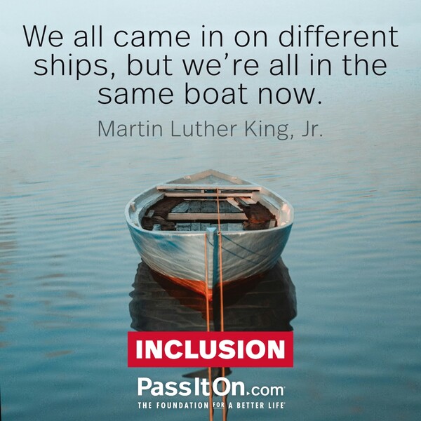We all came in on different ships, but we're all in the same boat now. #<Author:0x00007f6b2f435160>