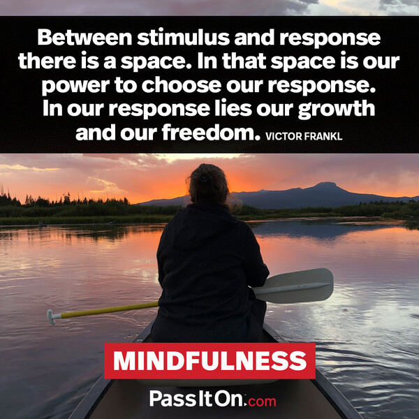 Between stimulus and response there is a space. In that space is our power to choose our response. In our response lies our growth and our freedom. #<Author:0x00007f6b2e4a8fd0>