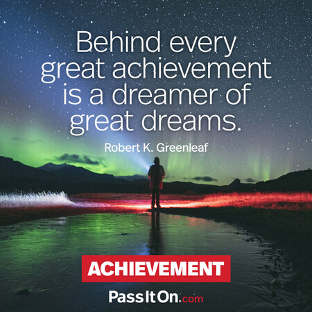 Behind every great achievement is a dreamer of great dreams. #<Author:0x00007fad6afb5008>