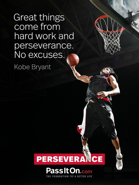 Great things come from hard work and perseverance. No excuses. #<Author:0x00007fad69b40140>