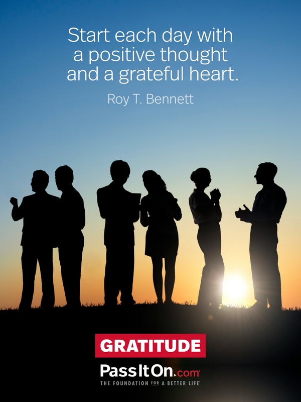 Start each day with a positive thought and a grateful heart. #<Author:0x00007f7432ed2e40>