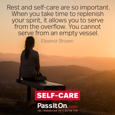 Rest and self-care are so important. When you take time to replenish your spirit, it allows you to serve from the overflow. You cannot serve from an empty vessel. #<Author:0x00007f6b2f3708d8>