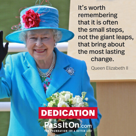 It's worth remembering that it is often the small steps, not the giant leaps, that bring about the most lasting change. #<Author:0x00007fad6a12be10>